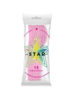 CUCCHIAIO PLASTICA RIUTILIZZABILE ROSA 15PZ - L'Officina delle