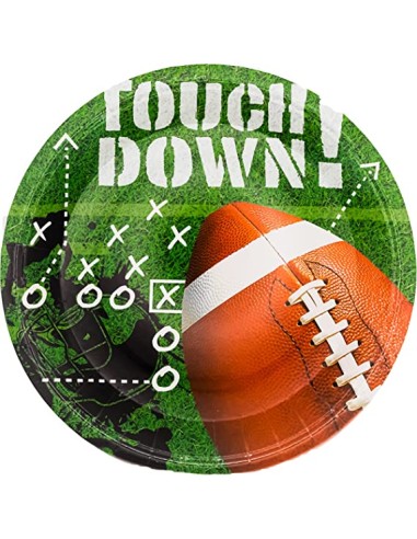 PIATTO CARTA 23CM TOUCHDOWN RUGBY 8PZ - L'Officina delle feste