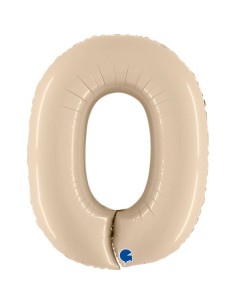 PALLONE MYLAR MEGA NUMERO N. 0 SATINATO CREMA 102CM -