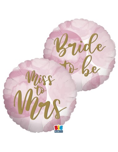 PALLONE MYLAR 18" 45CM BRIDE TO BE / MISS TO MRS 1PZ -