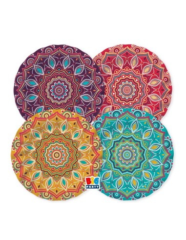 8 PIATTI CARTA MIX Ø 20CM MANDALA - L'Officina delle feste