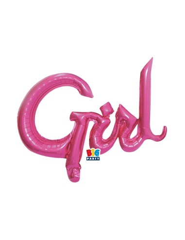 PALLONE MYLAR SCRITTA GIRL FUCSIA 63X45CM - L'Officina delle