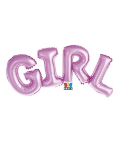 PALLONE MYLAR SCRITTA GIRL ROSA 107X38CM - L'Officina delle