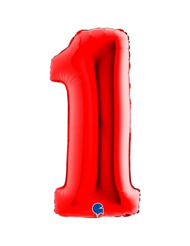 PALLONE MYLAR MEGA NUMERO N. 1 ROSSO 102CM - L'Officina delle