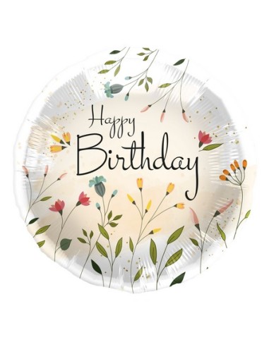 PALLONE MYLAR 18" HAPPY BIRTHDAY FIORI DI CAMPO 45CM 1PZ -