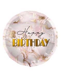 PALLONE MYLAR 18" HAPPY BIRTHDAY MARMO ROSA 45CM 1PZ -