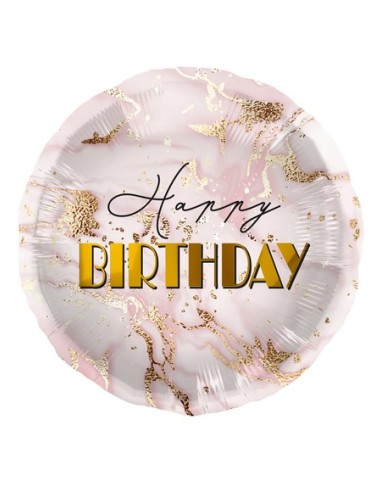 PALLONE MYLAR 18" HAPPY BIRTHDAY MARMO ROSA 45CM 1PZ -