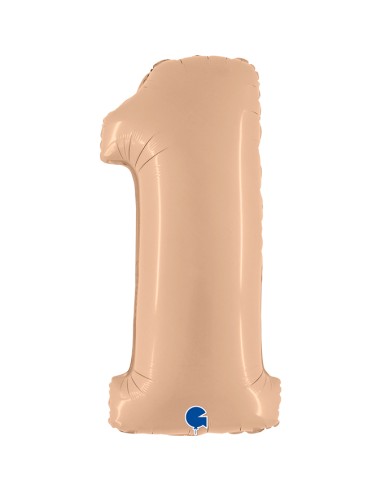 PALLONE MYLAR MEGA NUMERO N.1 SATINATO NUDE 102CM - L'Officina