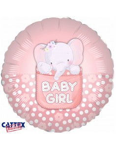 PALLONE MYLAR 18" BABY GIRL ELEFANTINO 45CM - L'Officina delle