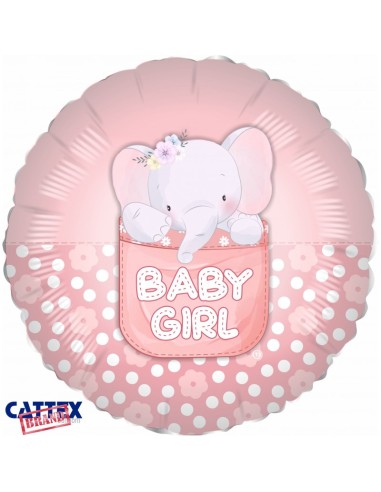 PALLONE MYLAR 18" BABY GIRL ELEFANTINO 45CM - L'Officina delle