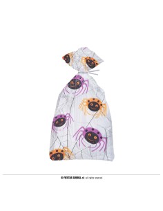 CONFEZIONE 20 SACCHETTI PER CARAMELLE 28X13CM CON RAGNI -