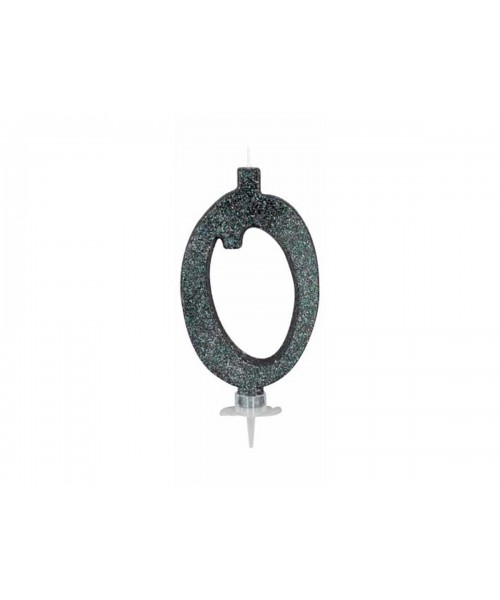 CANDELA GLITTER NERA N°0 12CM