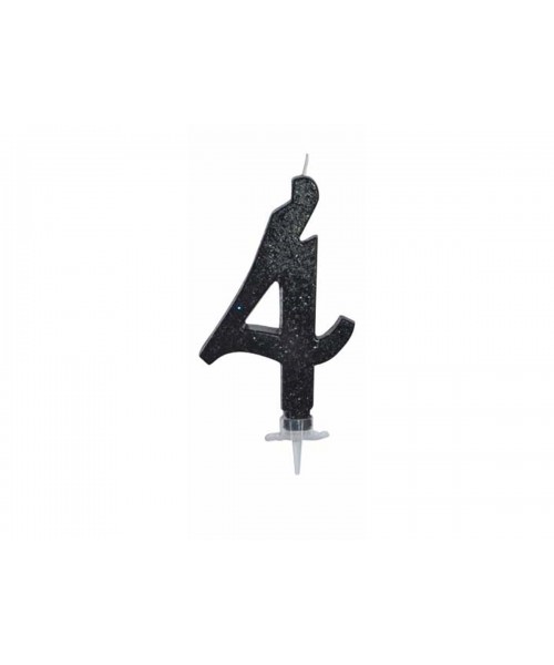 CANDELA GLITTER NERA N°4 12CM