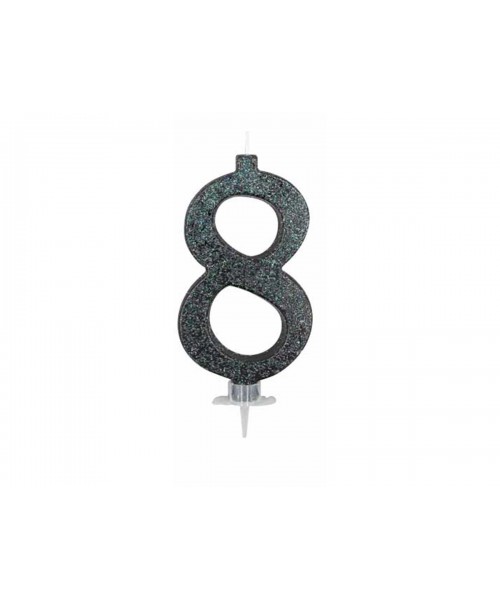 CANDELA GLITTER NERA N°8 12CM