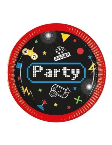 PIATTO CARTA 20 CM GAMING PARTY 8Z - L'Officina delle feste