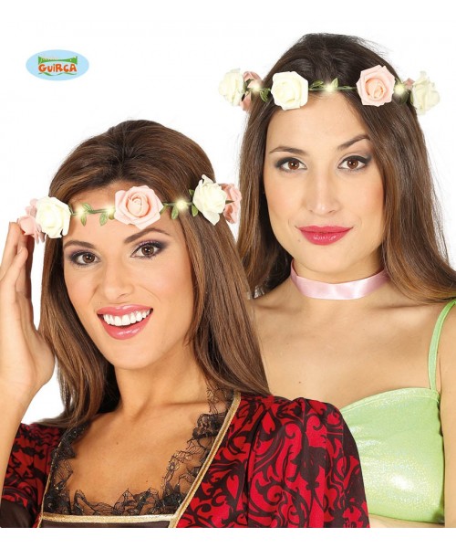 TIARA FIORI ROSA CON LUCE