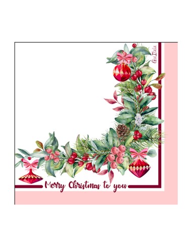 16 TOVAGLIOLI CHERRY CHRISTMAS CM 33X33 - L'Officina delle feste