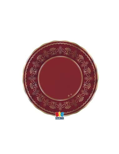 6 PIATTI CARTA ROYAL RED 20CM BORDO METAL ORO - L'Officina