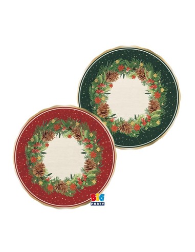 6 PIATTI CARTA MIX FONDI CHRISTMAS TWINKLE 24CM BORDO METAL ORO
