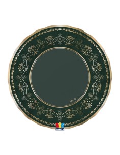 6 PIATTI CARTA ROYAL GREEN 25CM BORDO METAL ORO - L'Officina
