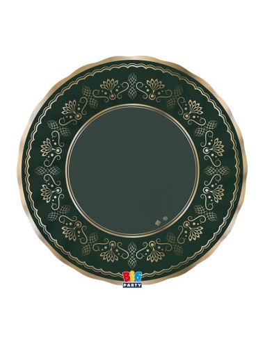 6 PIATTI CARTA ROYAL GREEN 25CM BORDO METAL ORO - L'Officina