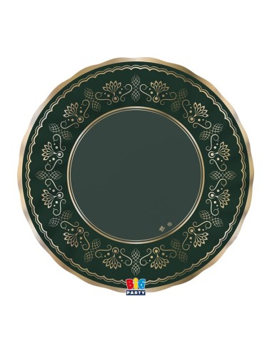 6 PIATTI CARTA ROYAL GREEN 25CM BORDO METAL ORO - L'Officina