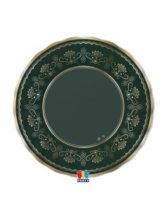 6 PIATTI CARTA ROYAL GREEN 30CM BORDO METAL ORO - L'Officina