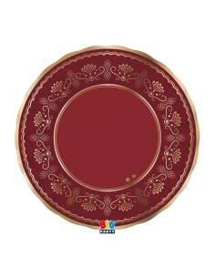 6 PIATTI CARTA ROYAL RED 25CM BORDO METAL ORO - L'Officina