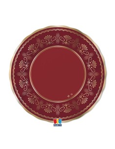 6 PIATTI CARTA ROYAL RED 30CM BORDO METAL ORO - L'Officina
