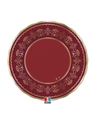 6 PIATTI CARTA ROYAL RED 30CM BORDO METAL ORO - L'Officina