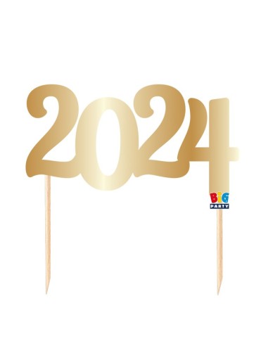 TOPPER CAKE 2024 8X14 ORO METAL - L'Officina delle feste
