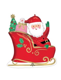 PALLONE MYLAR 27" BABBO NATALE CON SLITTA H.68CM - L'Officina