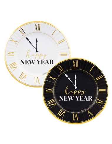 8 PIATTI CARTA PIANI CM 23 HAPPY NEW YEAR CLOCK 2 ASS. -