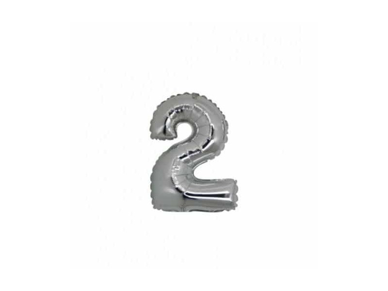 NUMERO MYLAR MINI SILVER N.2 CM. 18