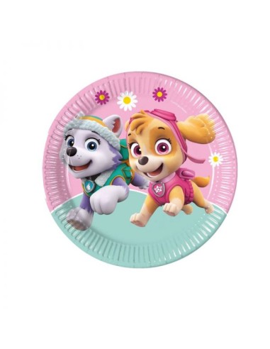 PIATTO CARTA 23CM PAW PATROL PINK SKY & EVEREST 8PZ -