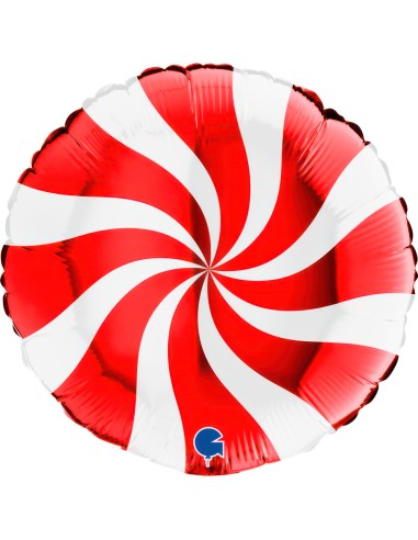 PALLONE MYLAR 18"  CARAMELLA SWIRL ROSSO E BIANCO