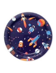 PIATTO CARTA 24CM ASTRONAUTA SPAZIO 8PZ - L'Officina delle feste