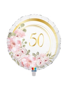 PALLONE MYLAR 45CM 50° ANNIVERSARIO FLORAL - L'Officina delle