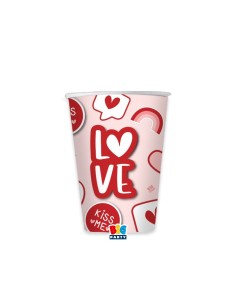 6 BICCHIERE CARTA 200CC LOVE STICKERS - L'Officina delle feste