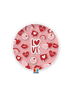PIATTO CARTA 18CM LOVE STICKERS 6PZ - L'Officina delle feste