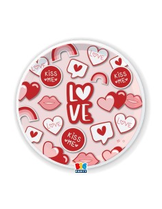 PIATTO CARTA 22CM LOVE STICKERS 6PZ - L'Officina delle feste