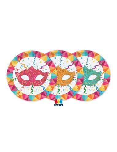 PIATTO CARTA MIX 18CM CARNEVALE 6PZ - L'Officina delle feste