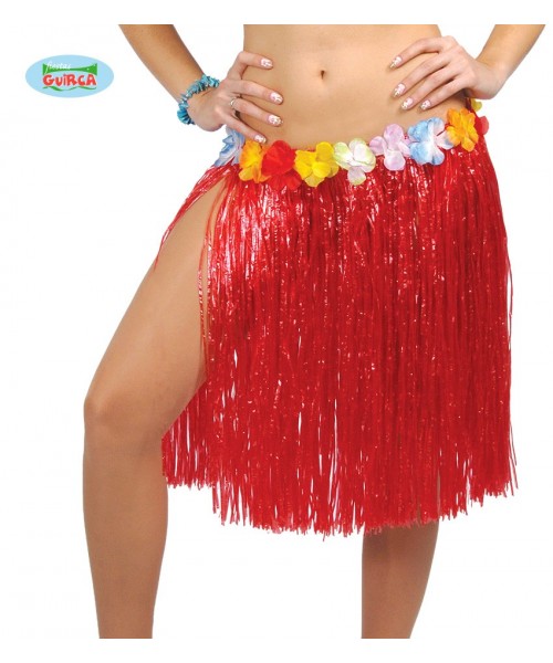 FALDA HAWAIANA FLORES 55 CMS. PAGLIA