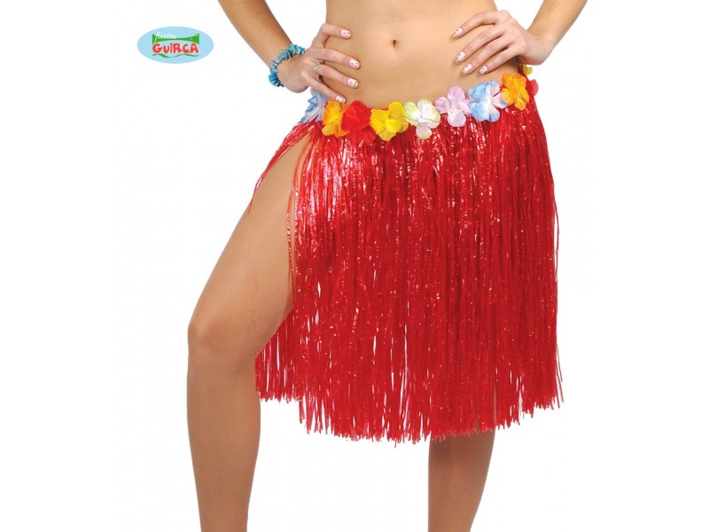 FALDA HAWAIANA FLORES 55 CMS. PAGLIA