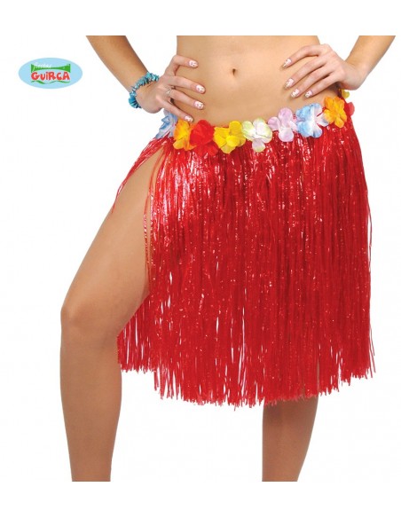 FALDA HAWAIANA FLORES 55 CMS. PAGLIA