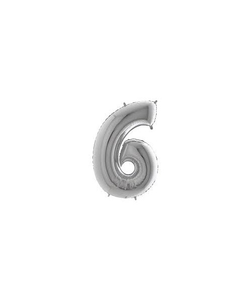 NUMERO MYLAR MINI ARGENTO N°6 18CM