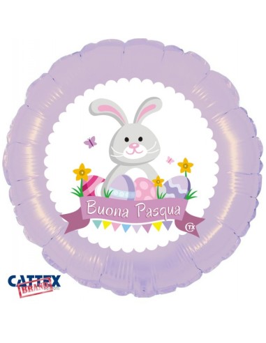 PALLONE MYLAR 18"  BUONA PASQUA CONIGLIO 46CM