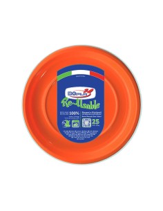 PIATTO PLASTICA RIUTILIZZABILE Ø 17CM ARANCIONE 25PZ -
