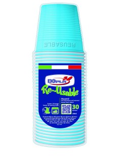 BICCHIERI PLASTICA RIUTILIZZABILE BICOLORE TURCHESE 30PZ -