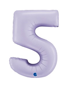 PALLONE MYLAR MEGA NUMERO N. 5 SATINATO LILLA 102CM -